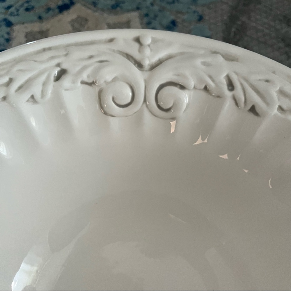 American Atelier at Home Athena Ironstone Footed Bowl 5166 White Ironstone EUC - Picture 11 of 11